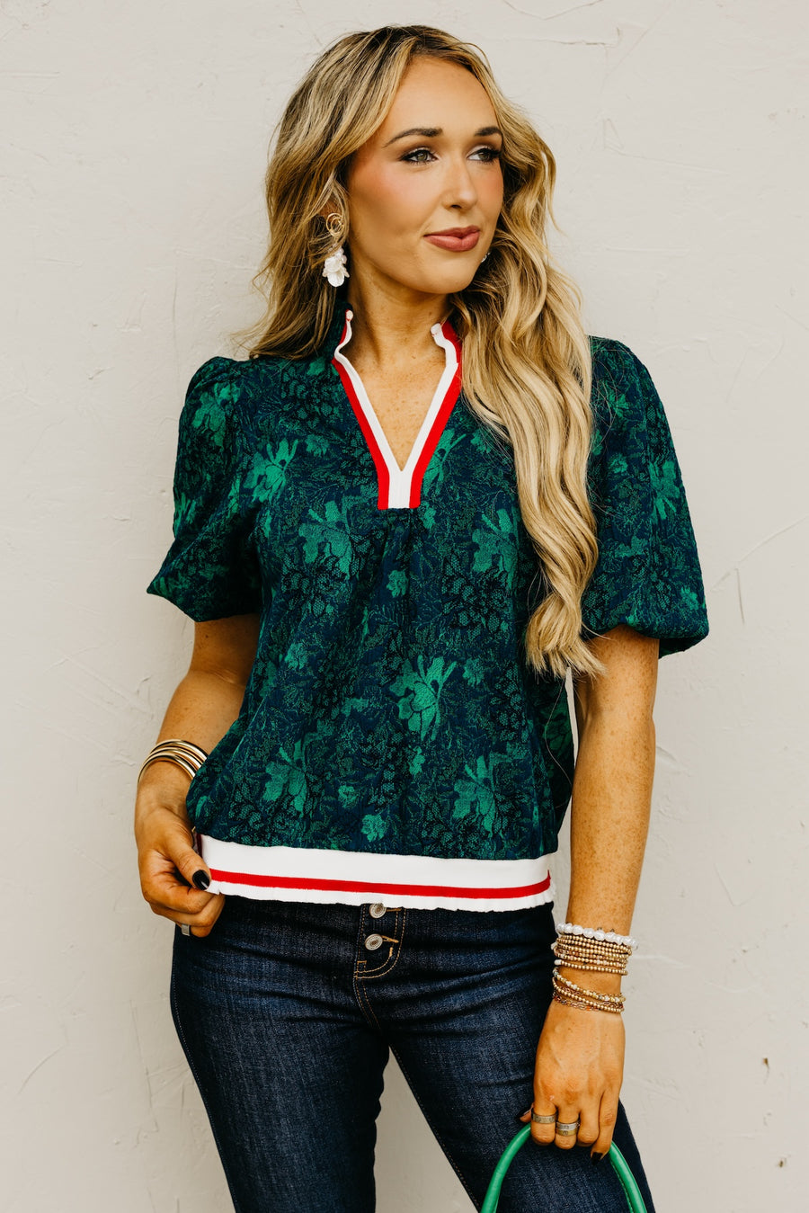 The Rowley Floral Accent Knit Top