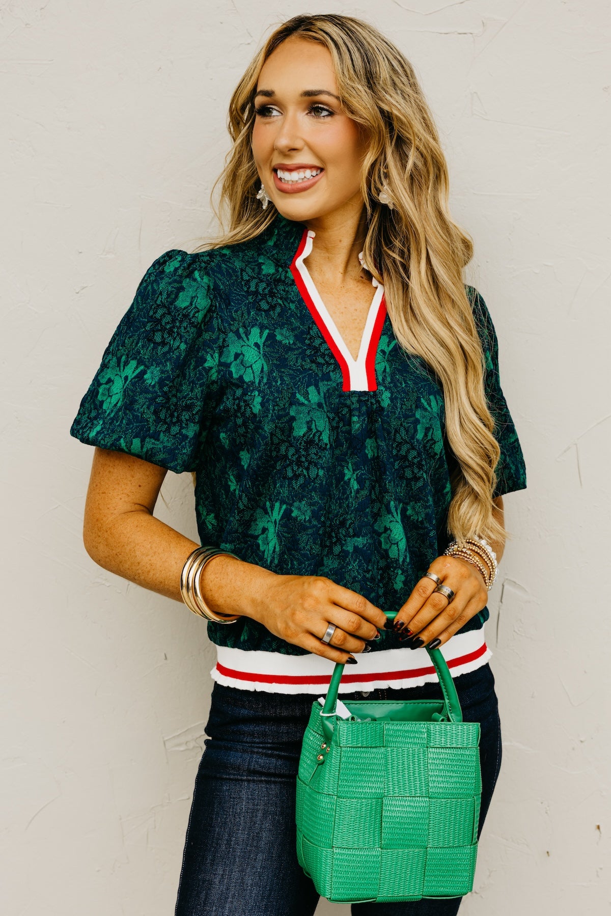 The Rowley Floral Accent Knit Top