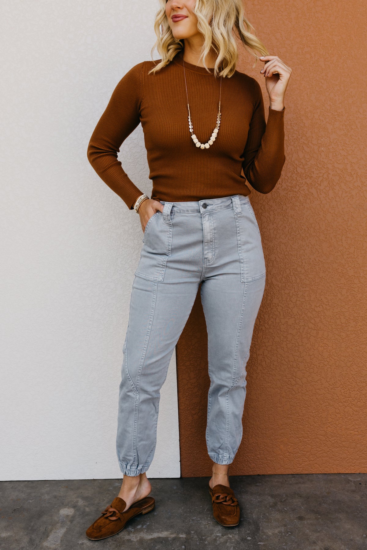 Kan Can Denim High Rise Denim Jogger KC7927GR MOD Boutique