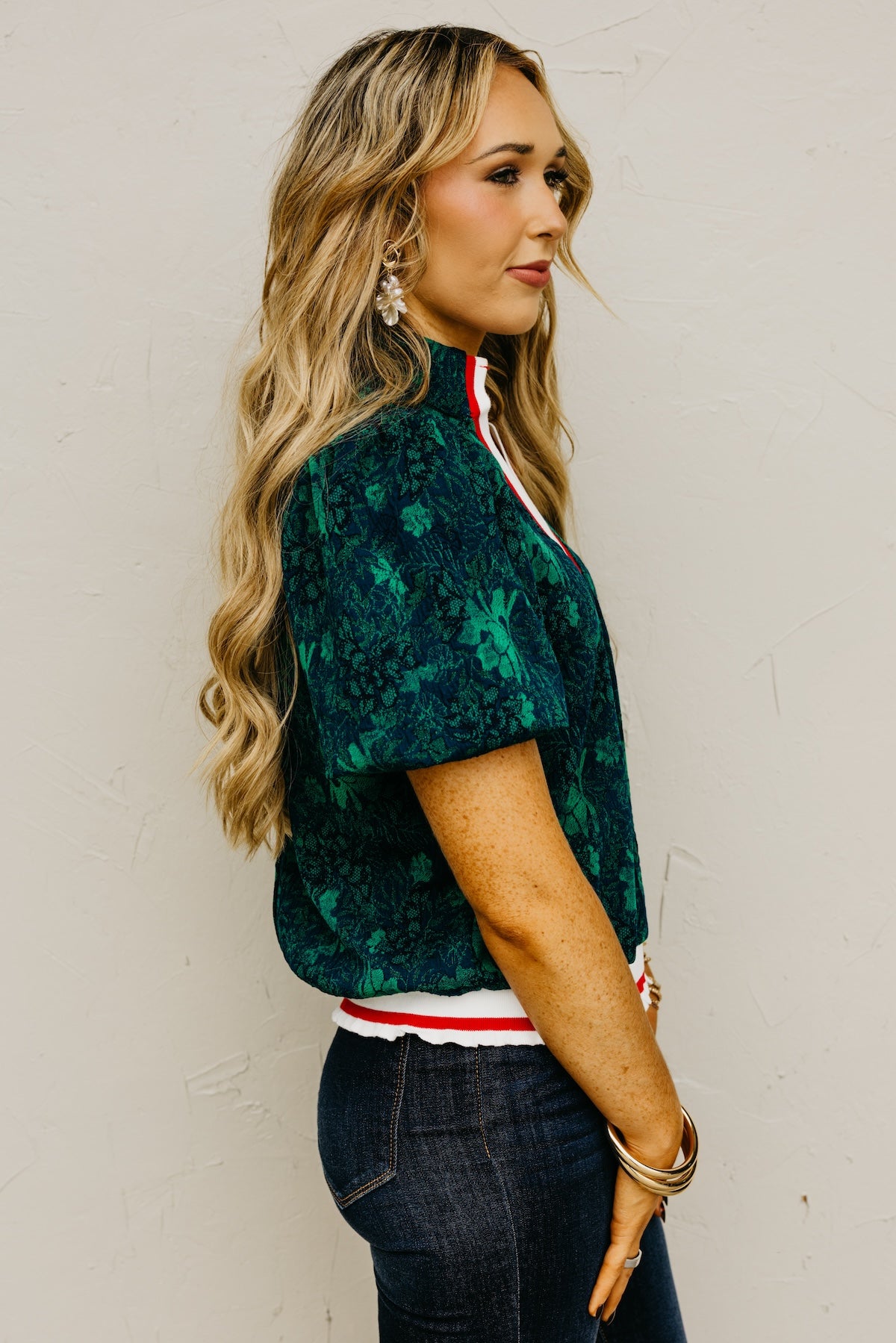 The Rowley Floral Accent Knit Top