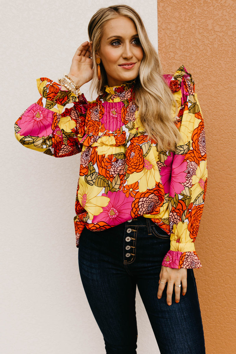 The Rosa Floral Pleated Blouse