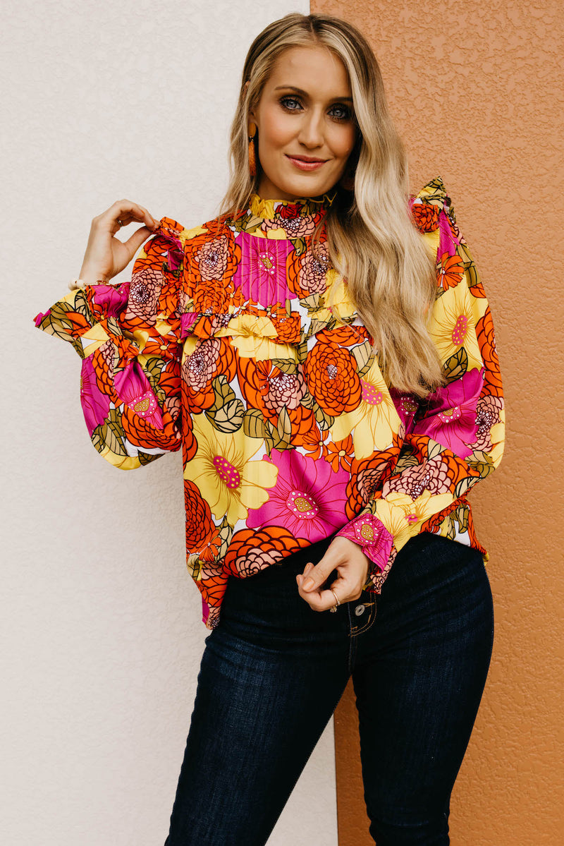 The Rosa Floral Pleated Blouse