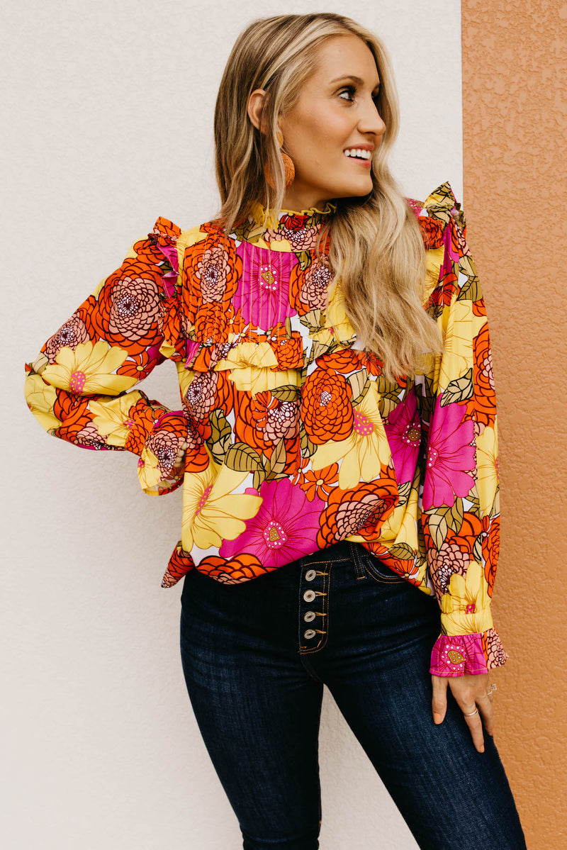 The Rosa Floral Pleated Blouse