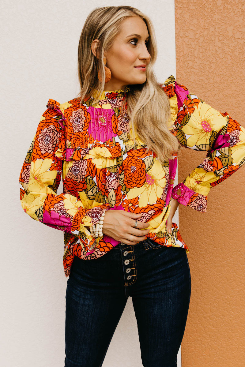 The Rosa Floral Pleated Blouse