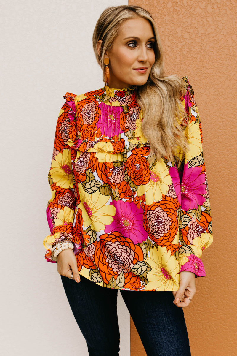 The Rosa Floral Pleated Blouse