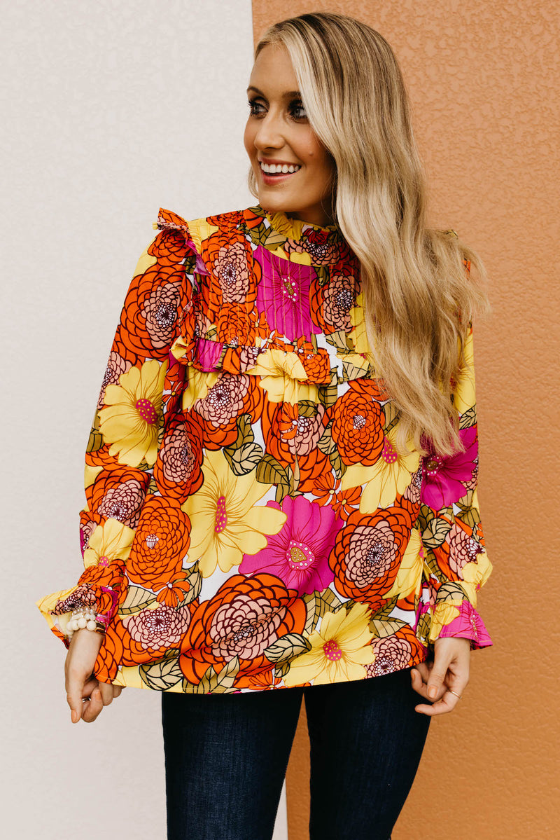 The Rosa Floral Pleated Blouse