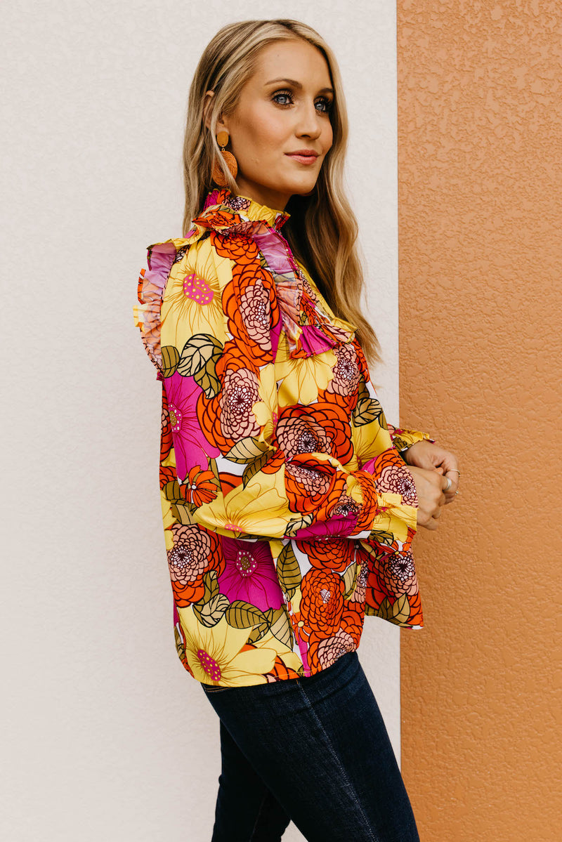 The Rosa Floral Pleated Blouse