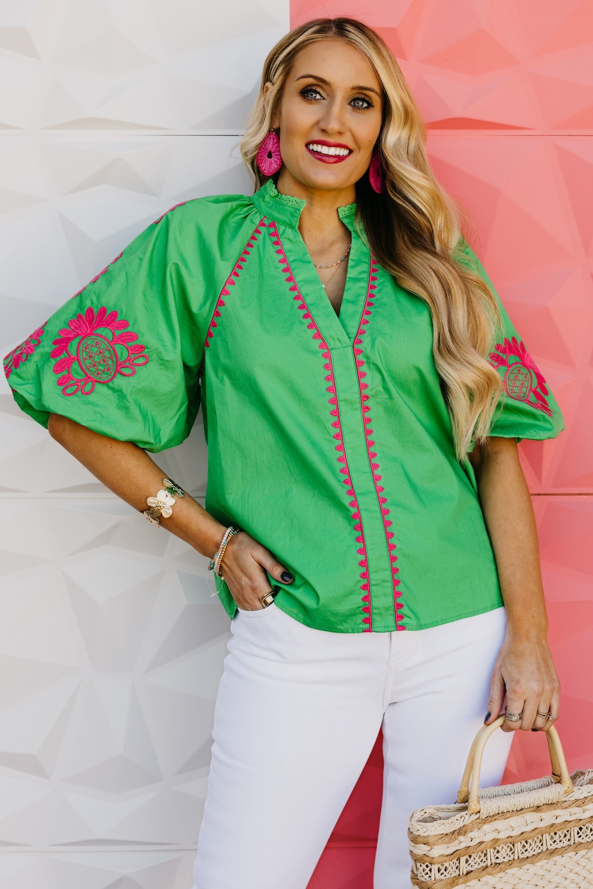 The Diego Embroidered Puff Sleeve Top