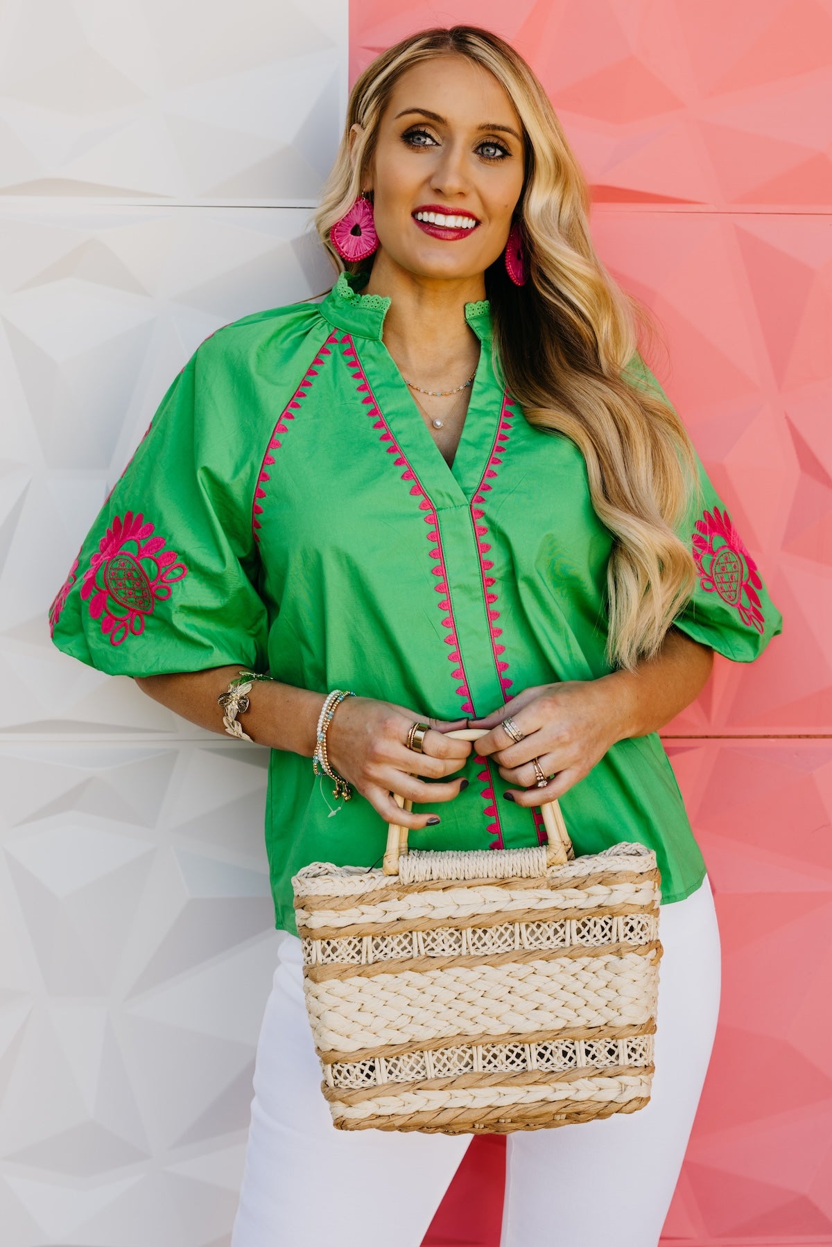 The Diego Embroidered Puff Sleeve Top