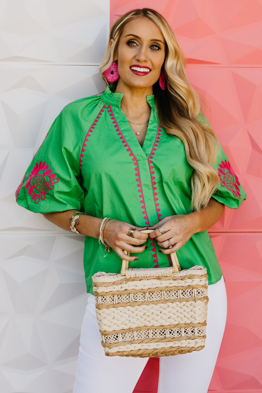 The Diego Embroidered Puff Sleeve Top