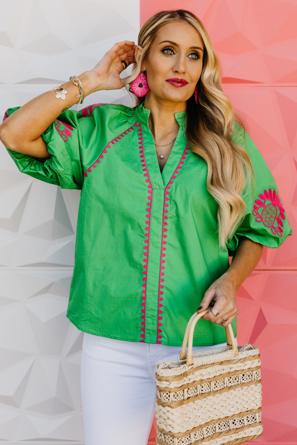 The Diego Embroidered Puff Sleeve Top
