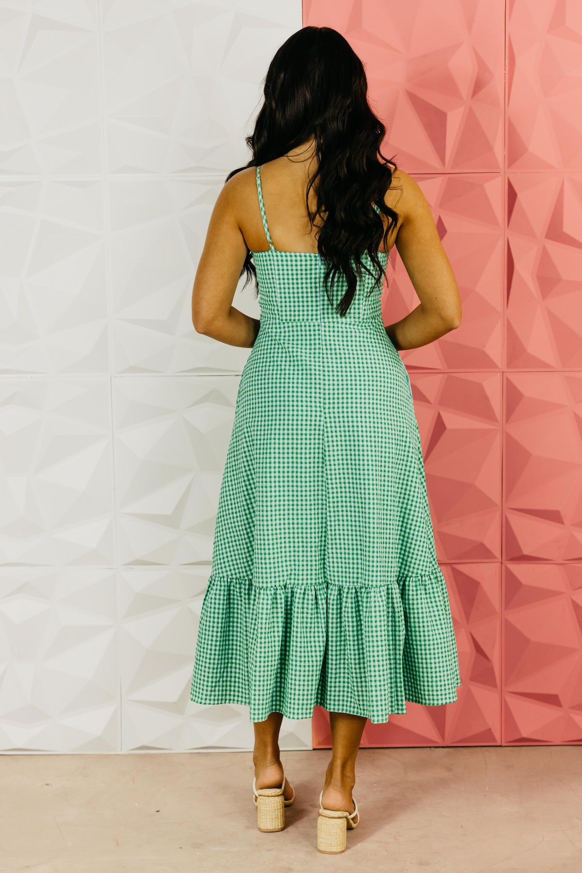 The Nathan Bow Gingham Midi Dress