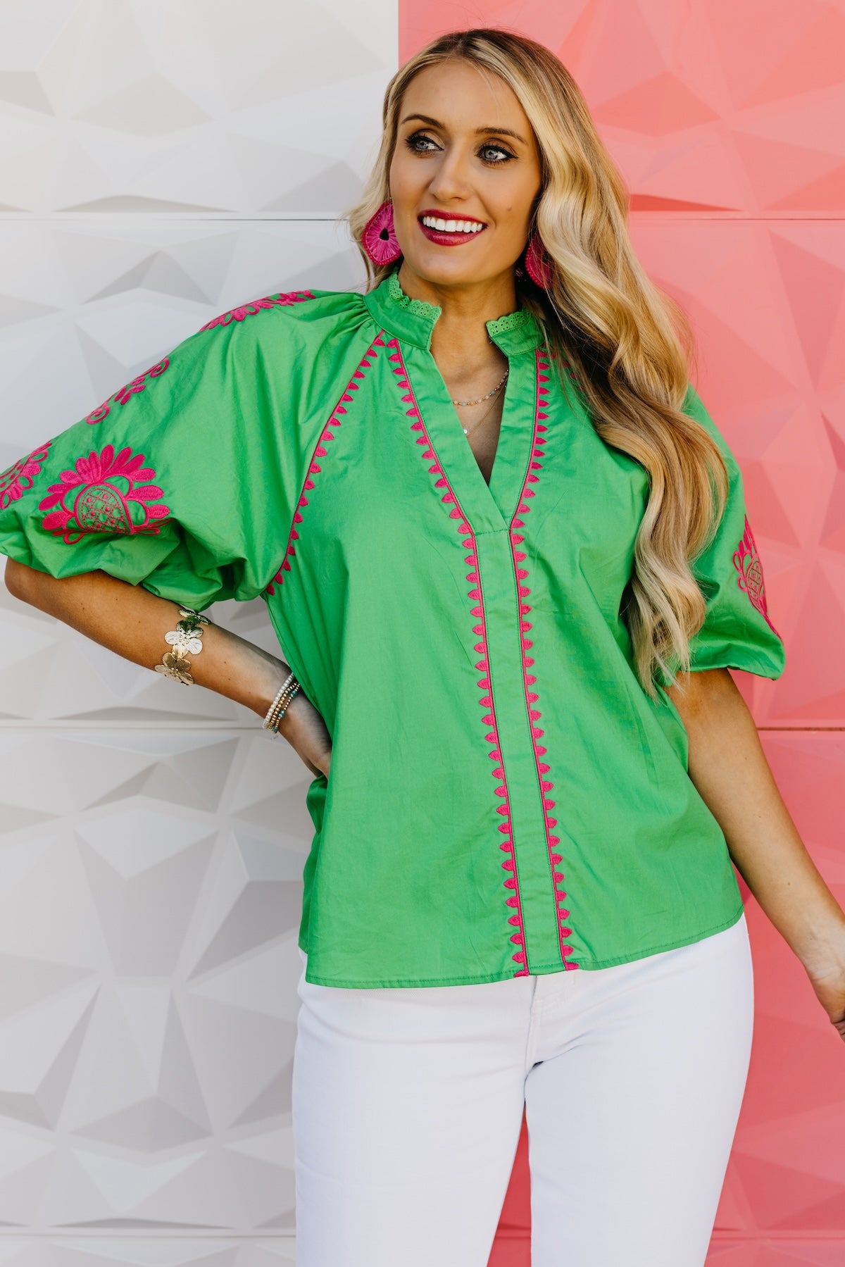 The Diego Embroidered Puff Sleeve Top