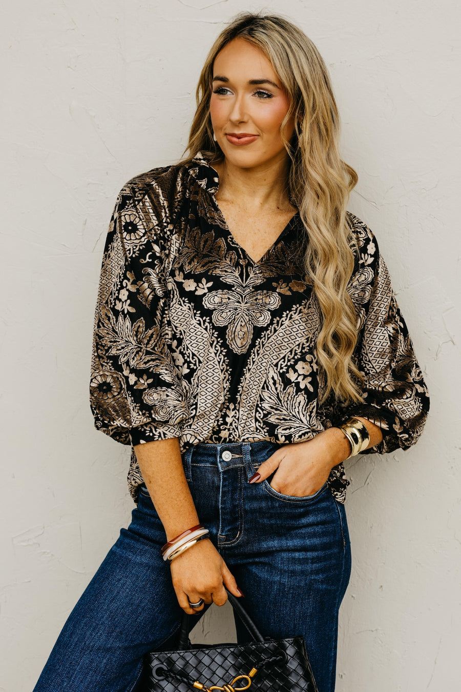 The Anderson Velvet Split Neck Top