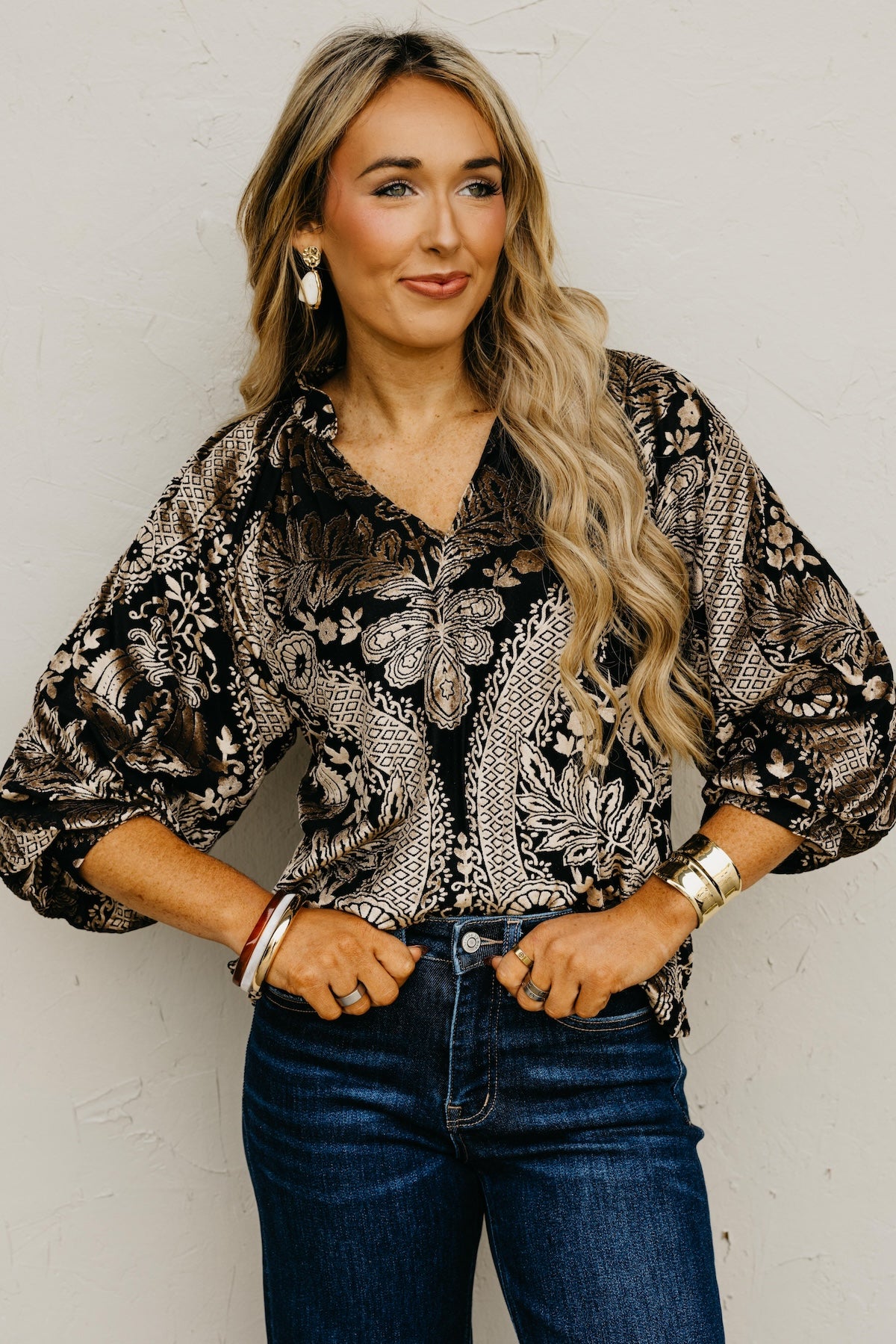The Anderson Velvet Split Neck Top