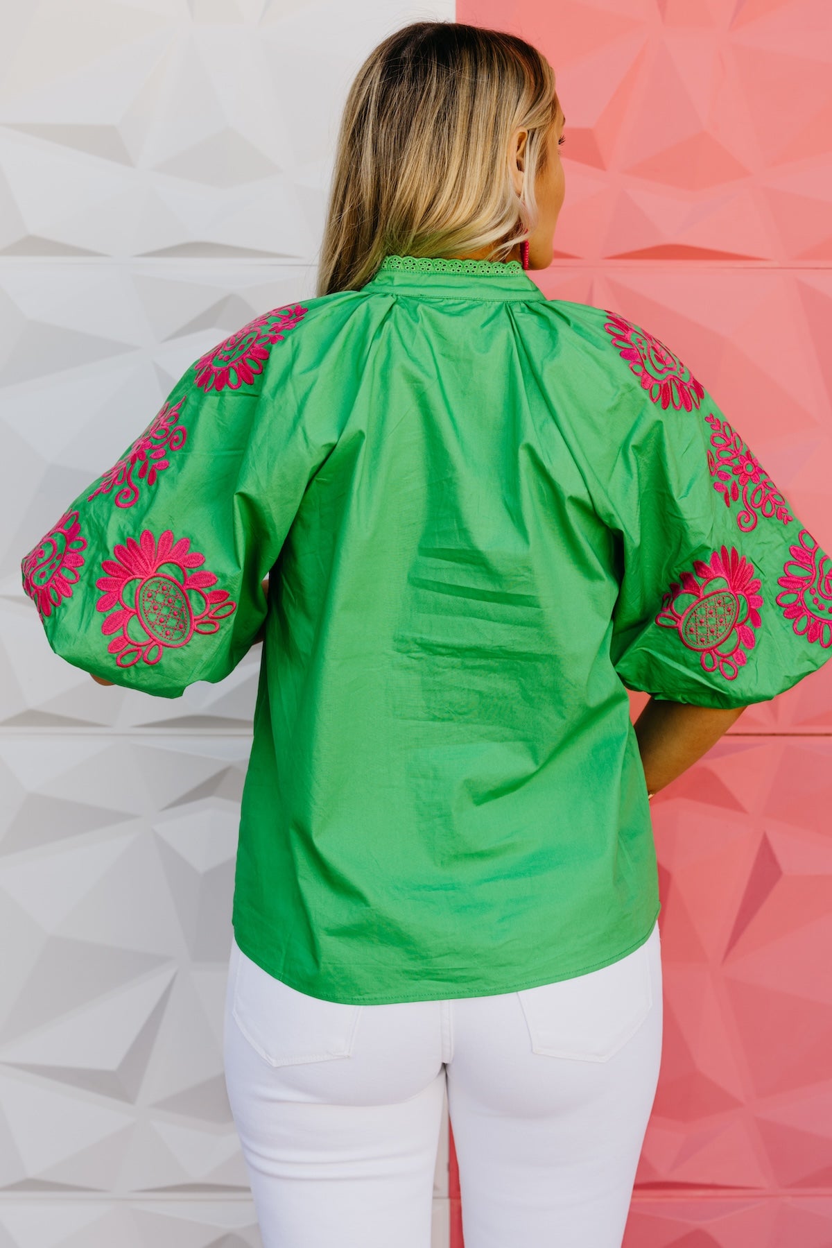 The Diego Embroidered Puff Sleeve Top