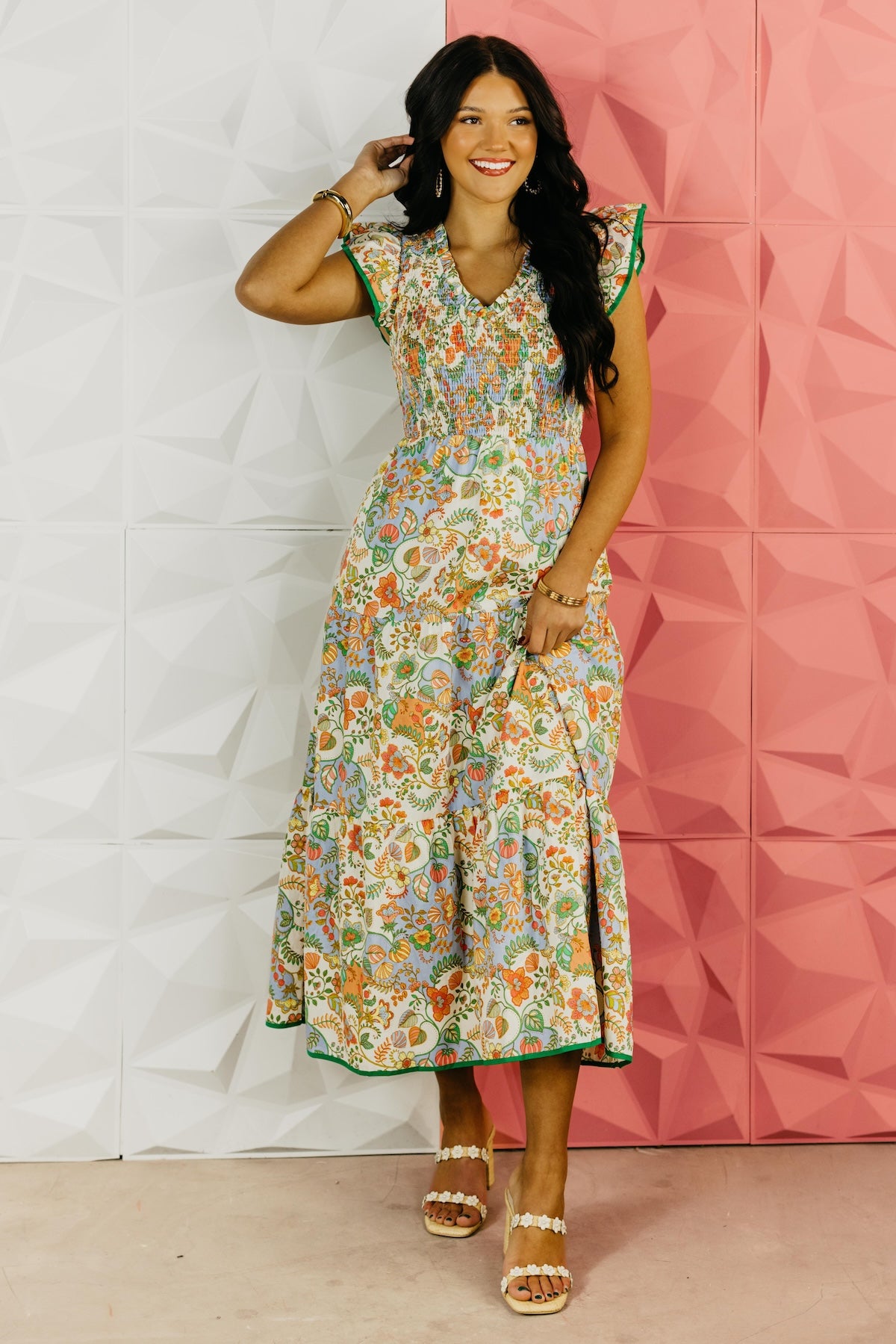 The Zamara Floral Smocked Midi Dress