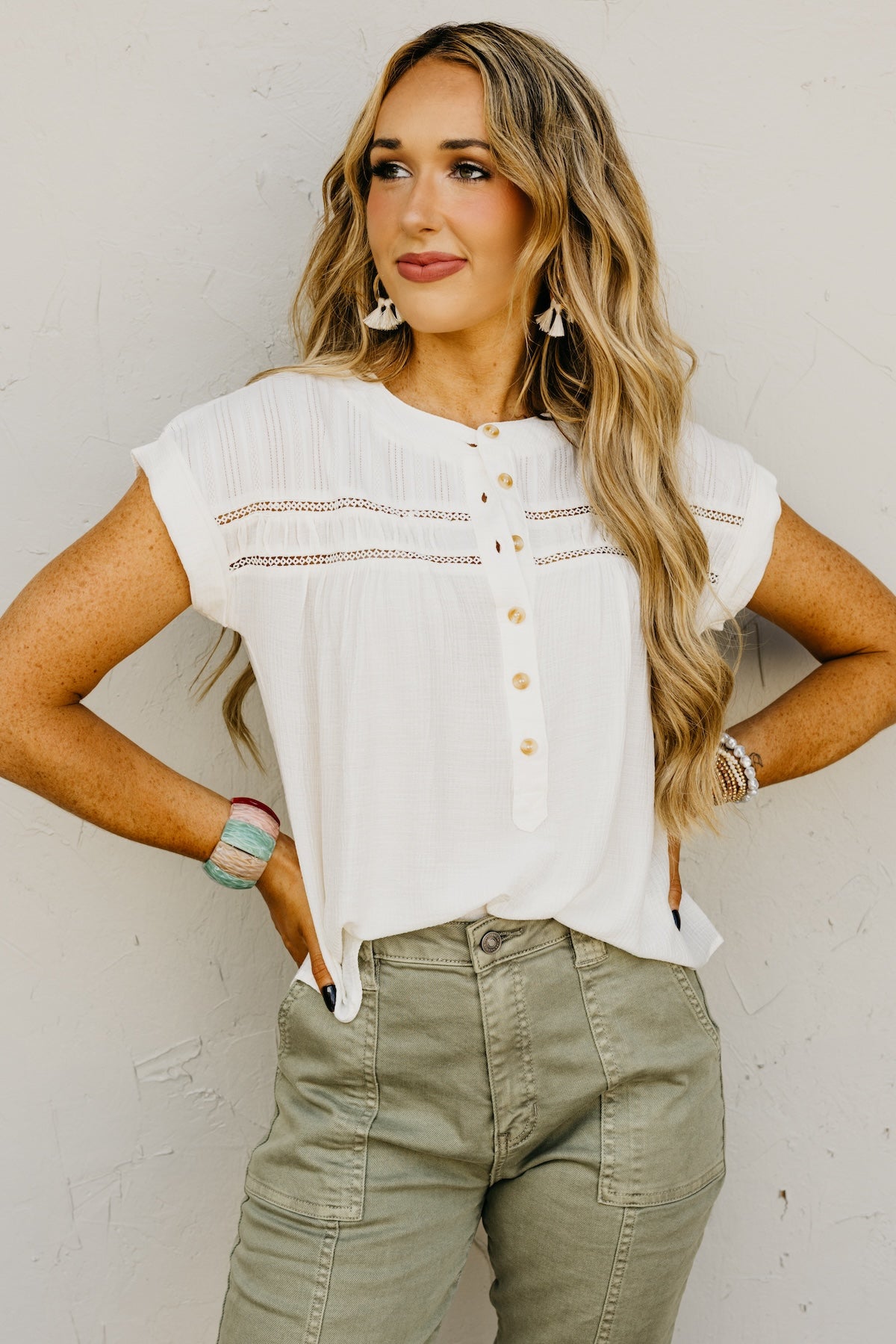 The Amirah Eyelet Trim Top
