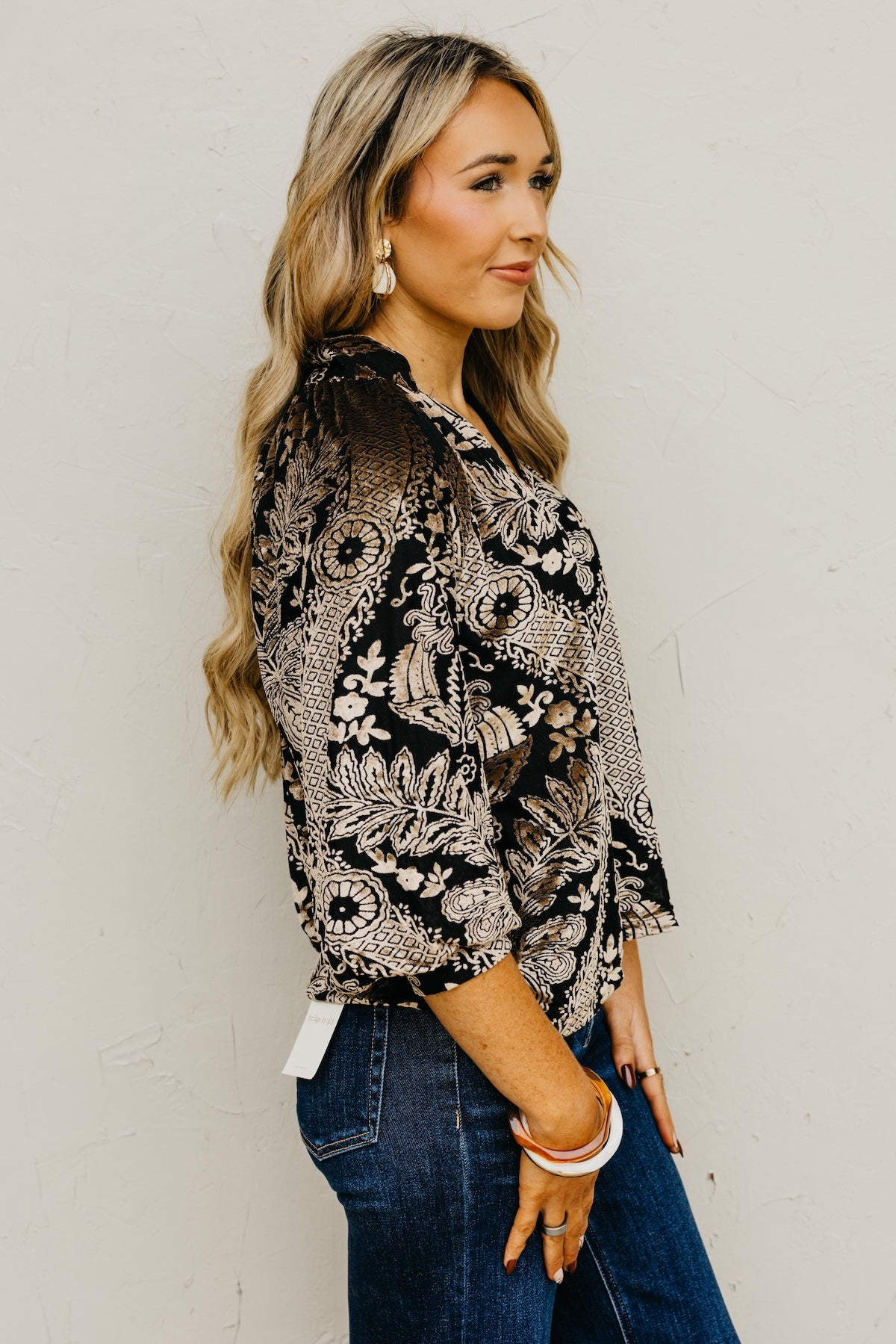 The Anderson Velvet Split Neck Top