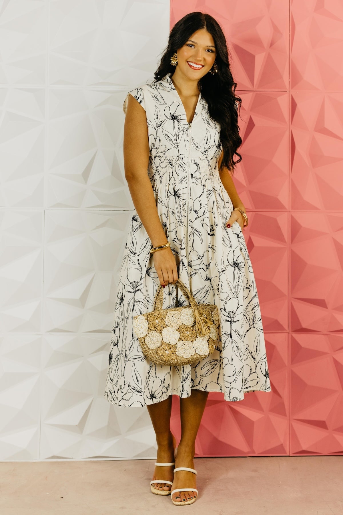 The Robert Smocked Waist Midi Dress