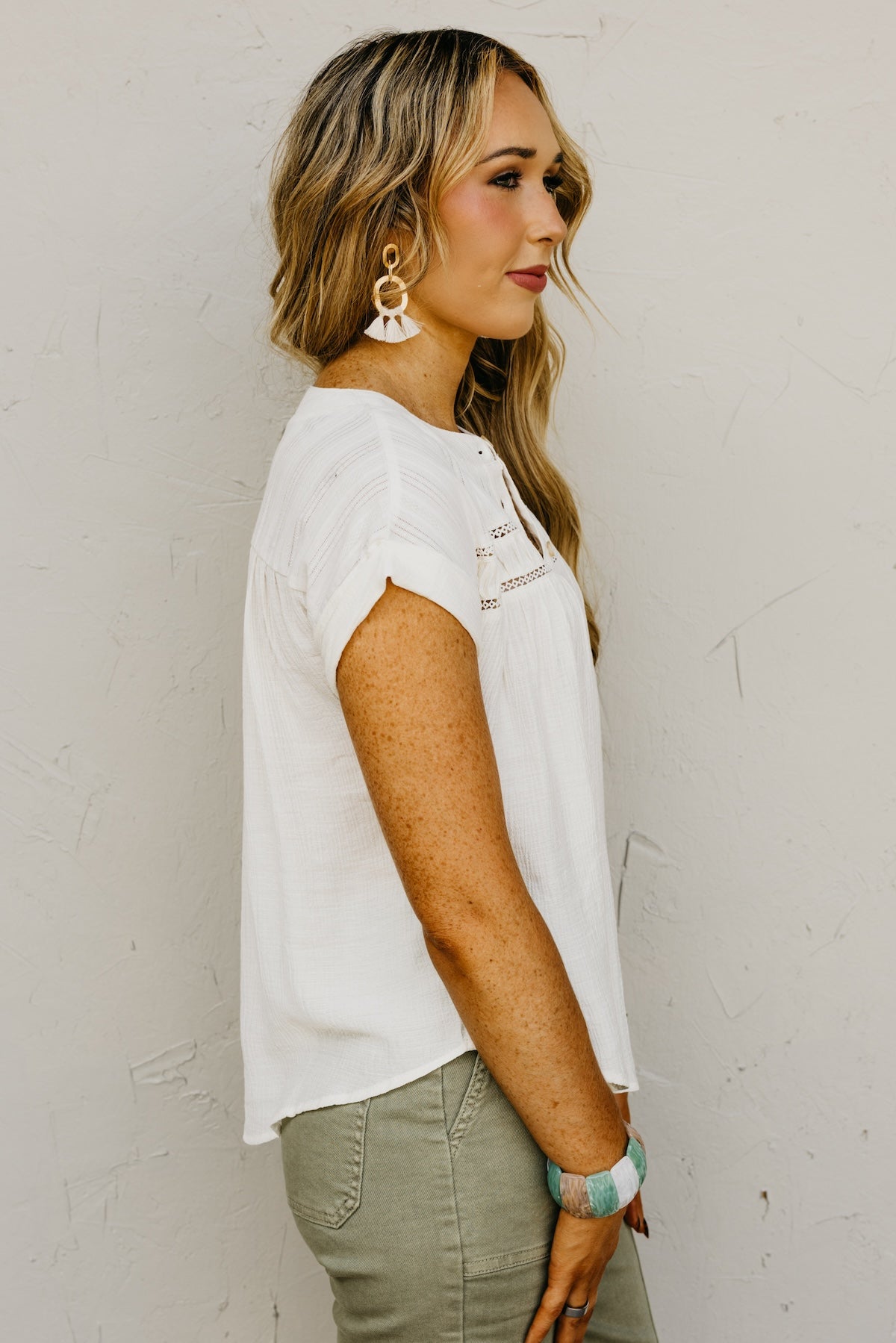 The Amirah Eyelet Trim Top