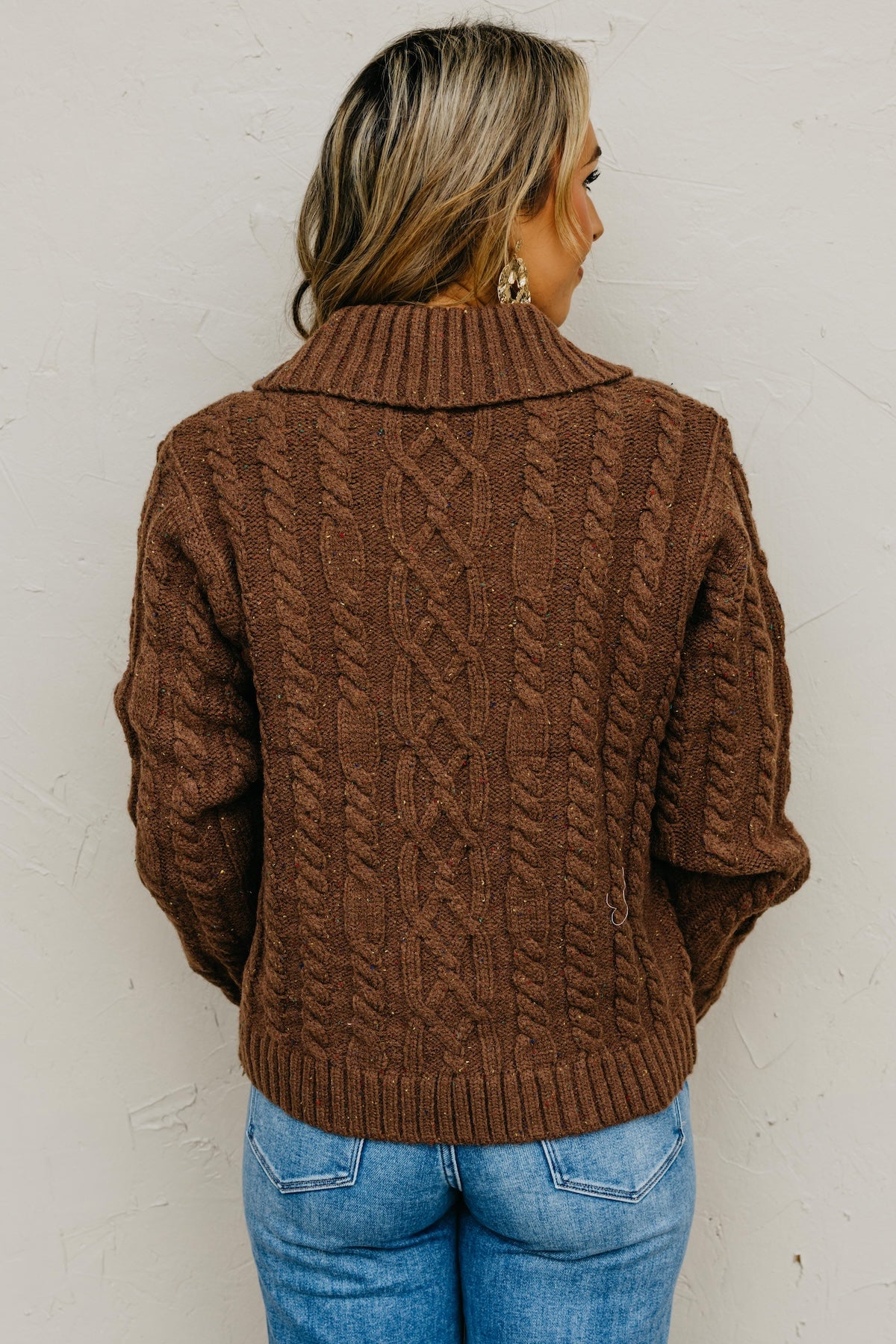 The Suzie Funfetti Collared Cable Knit Sweater