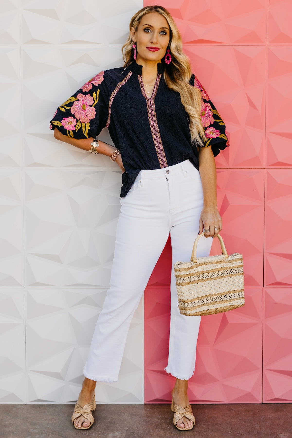 The Quinn Embroidered Puff Sleeve Top