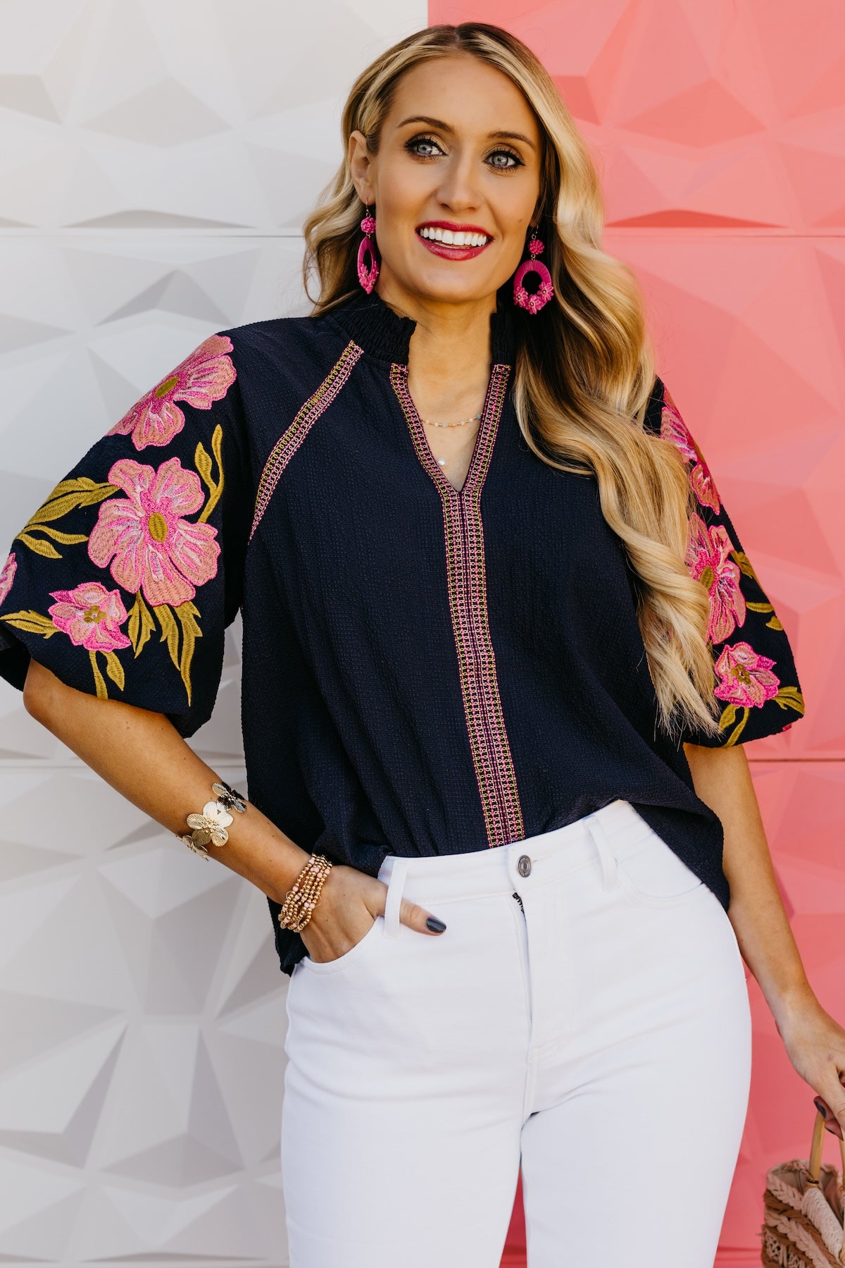 The Quinn Embroidered Puff Sleeve Top