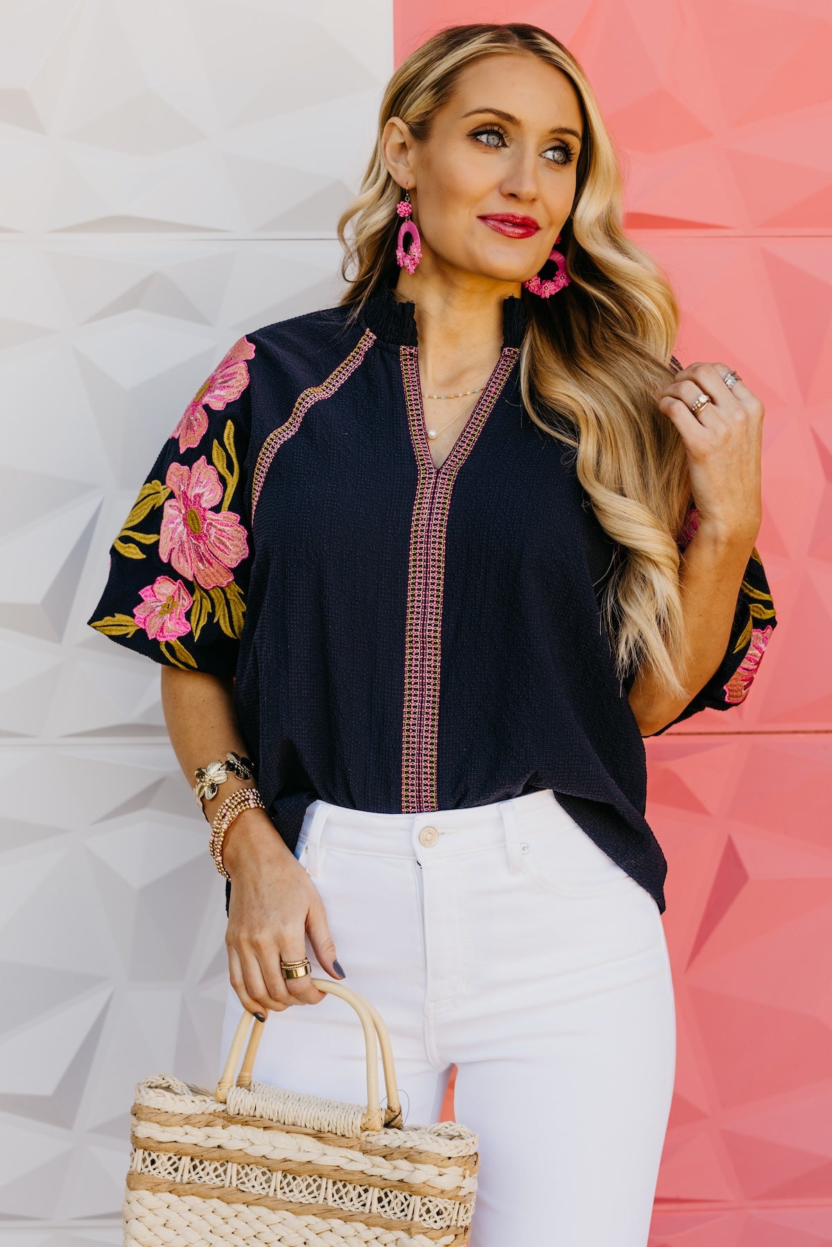 The Quinn Embroidered Puff Sleeve Top