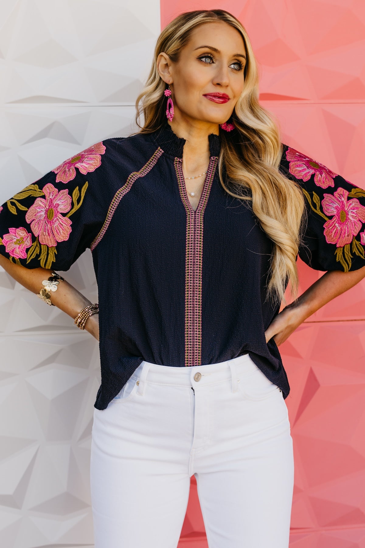 The Quinn Embroidered Puff Sleeve Top