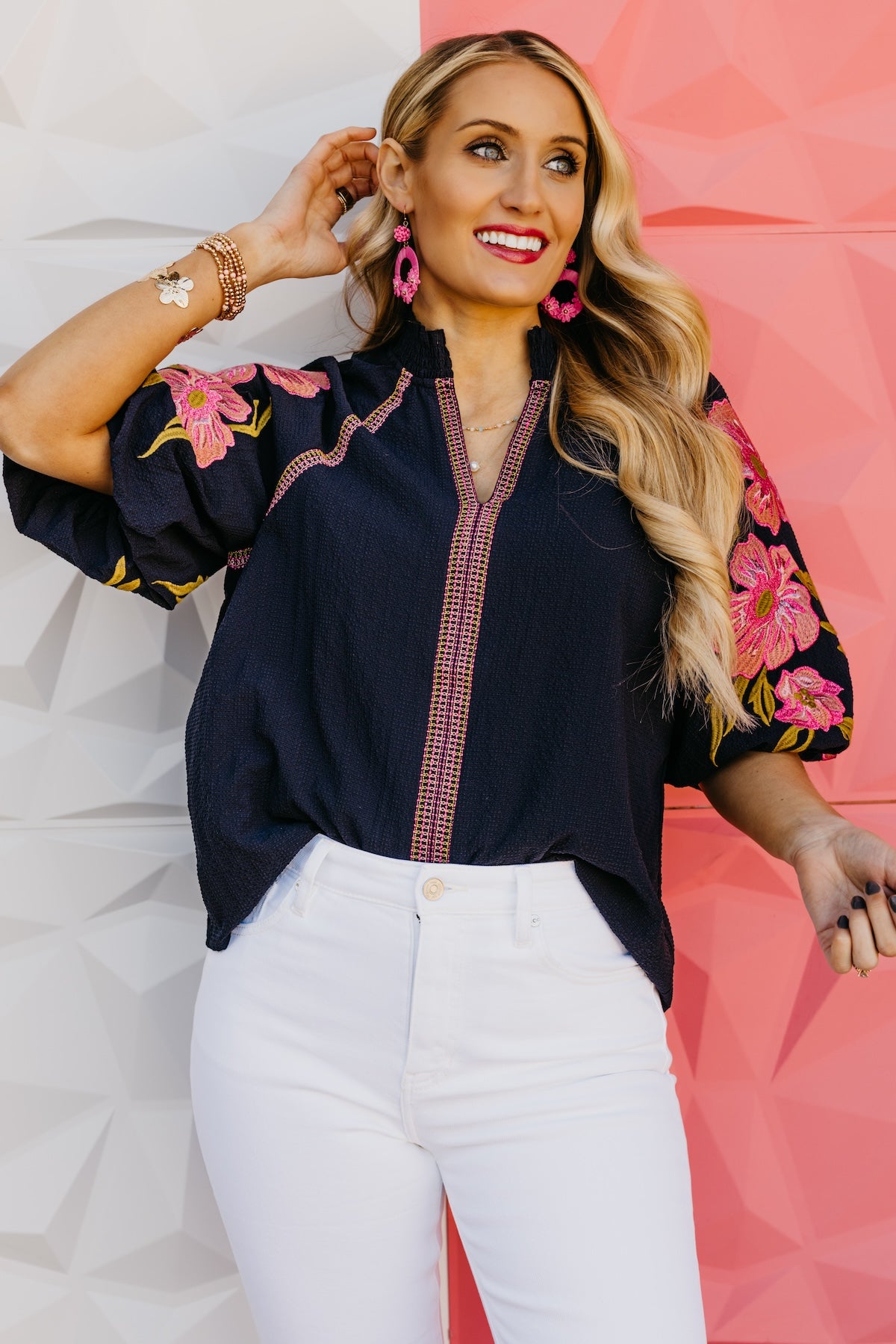 The Quinn Embroidered Puff Sleeve Top