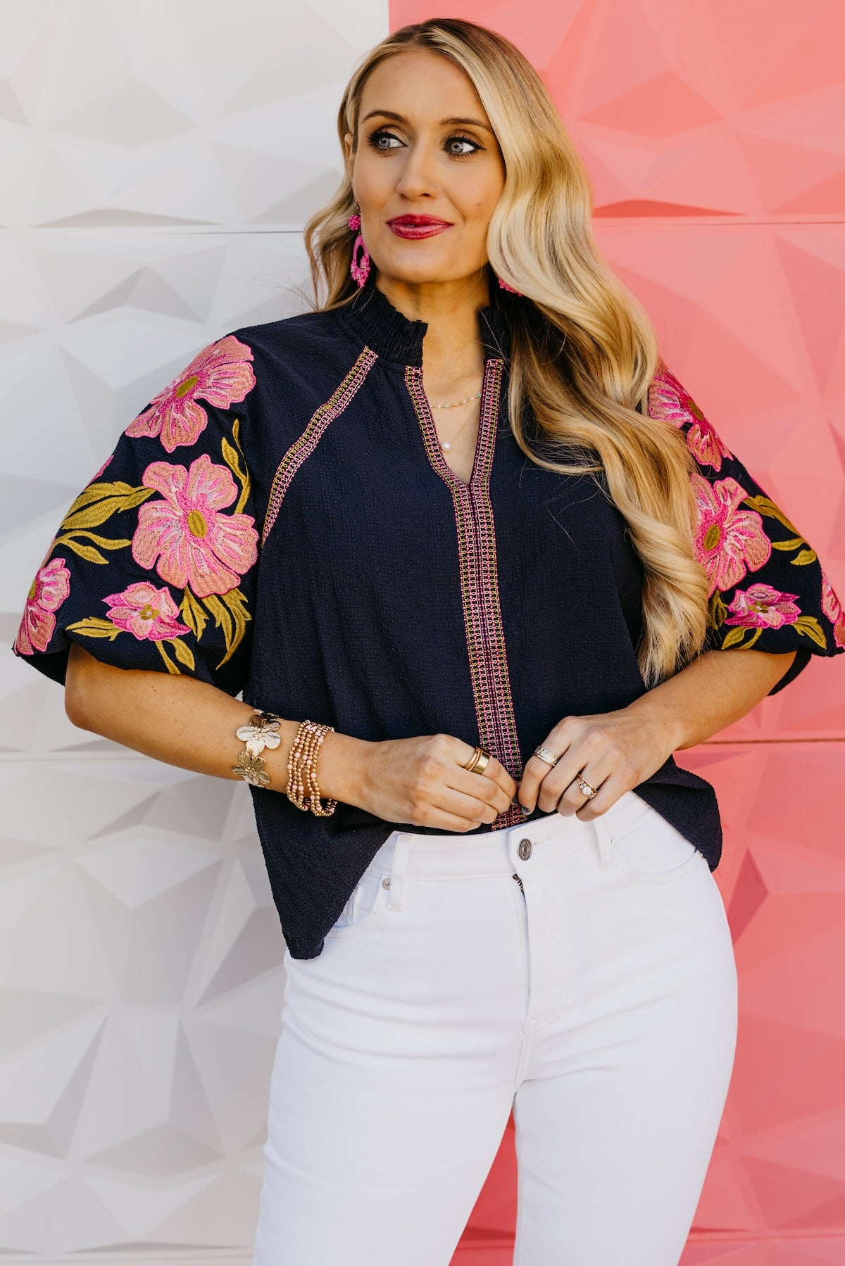 The Quinn Embroidered Puff Sleeve Top