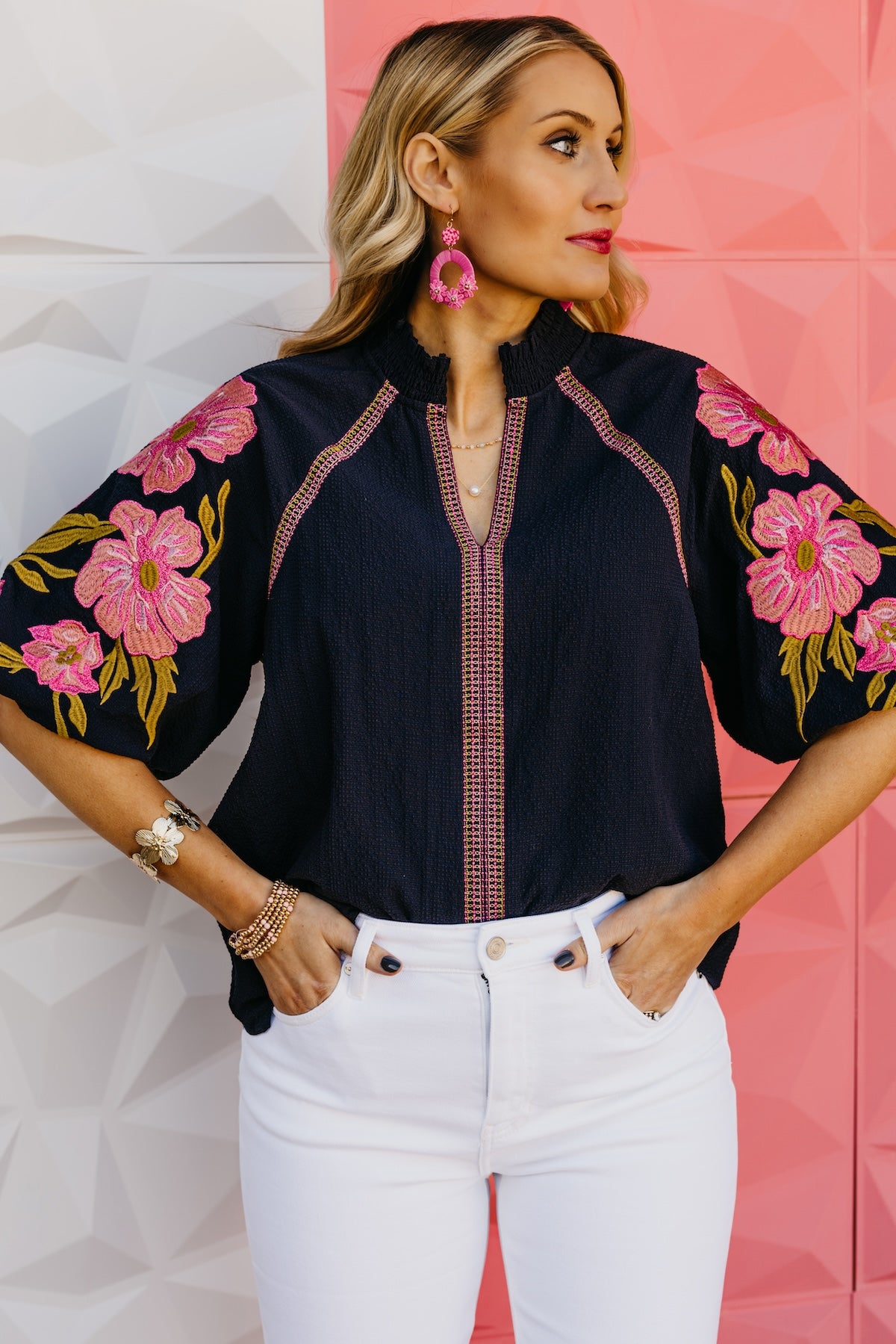 The Quinn Embroidered Puff Sleeve Top