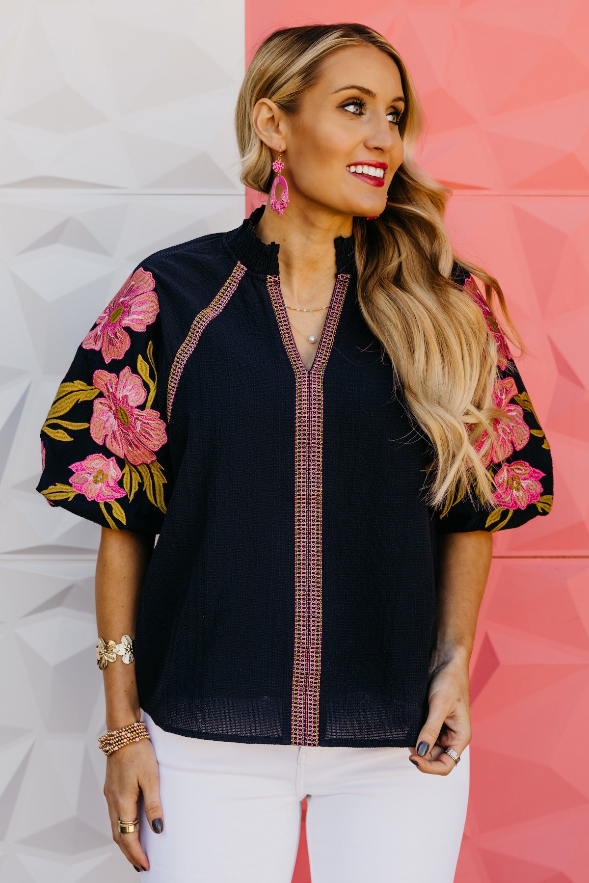 The Quinn Embroidered Puff Sleeve Top
