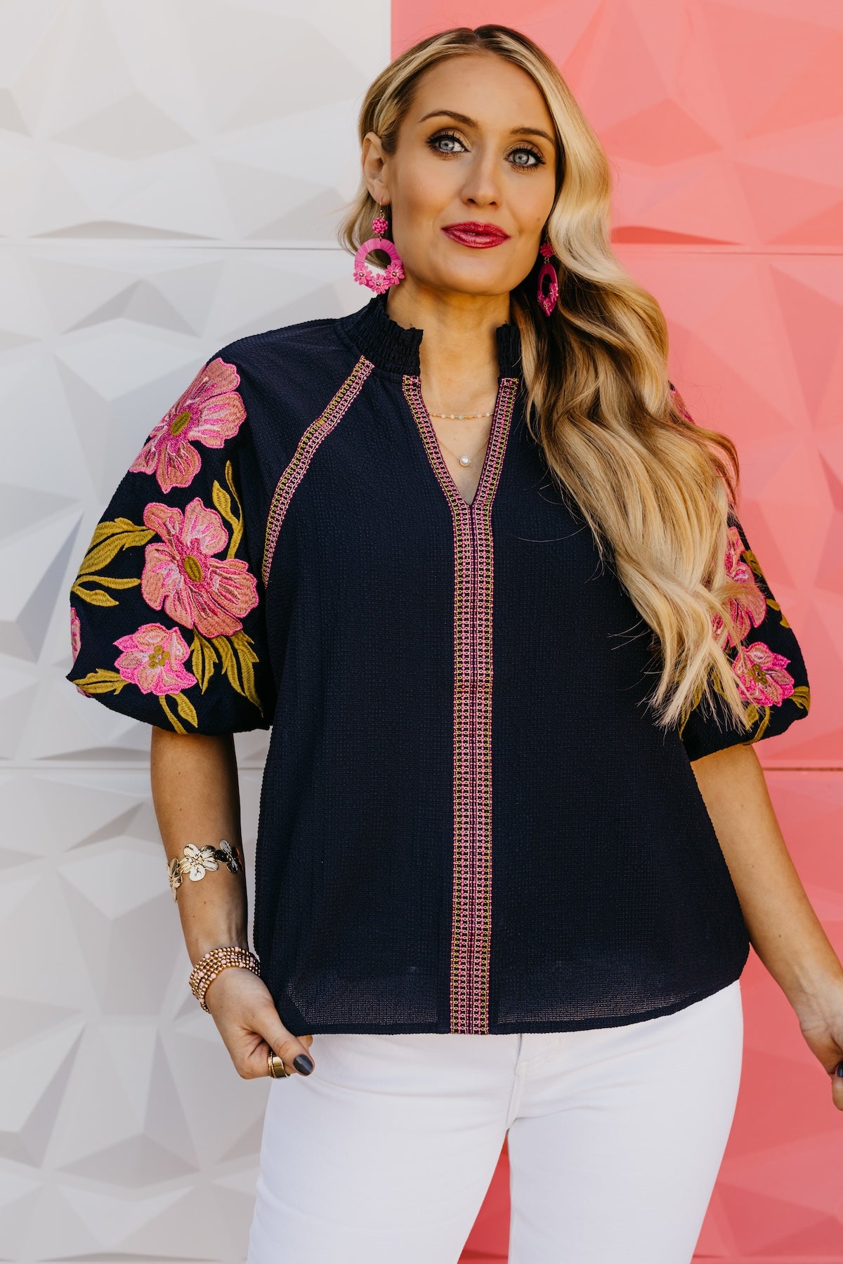 The Quinn Embroidered Puff Sleeve Top