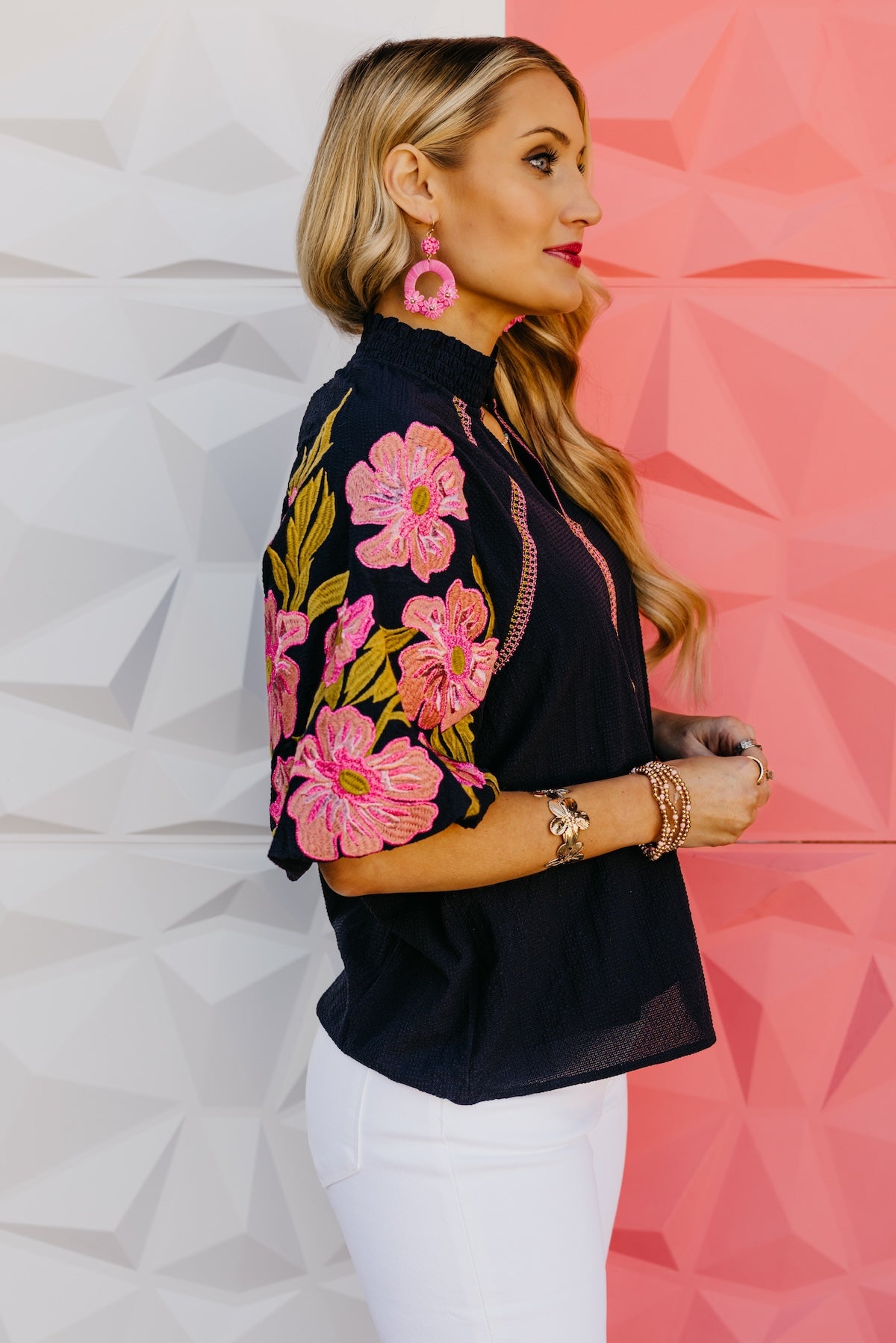 The Quinn Embroidered Puff Sleeve Top