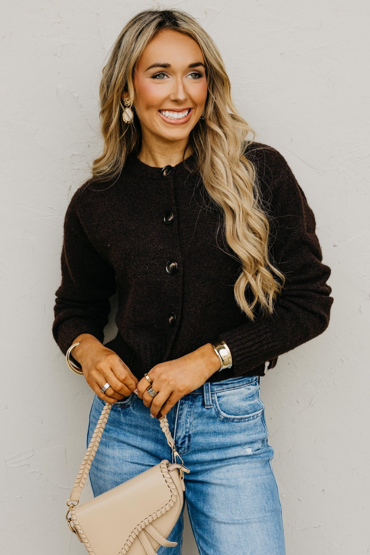 The Wesley Fuzzy Button Cardigan