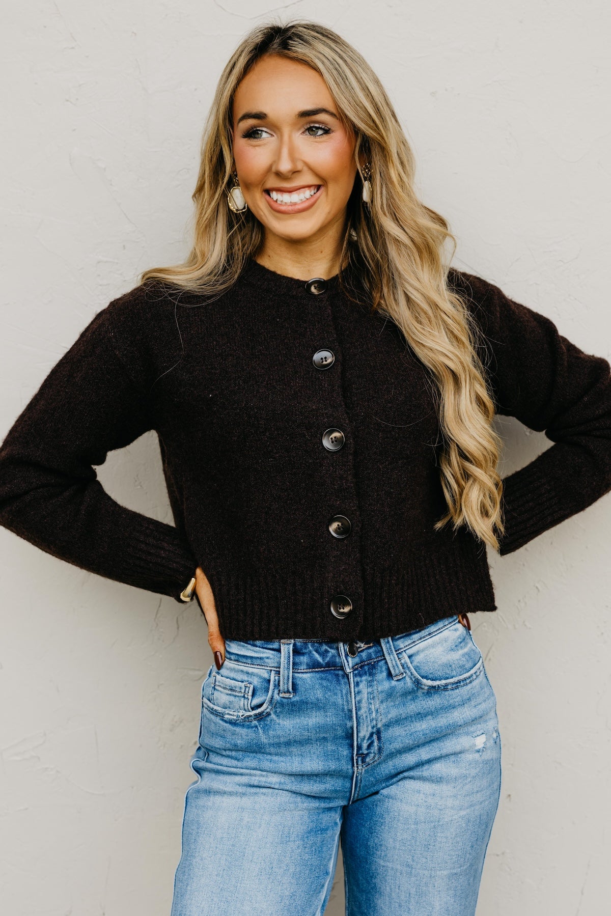 The Wesley Fuzzy Button Cardigan