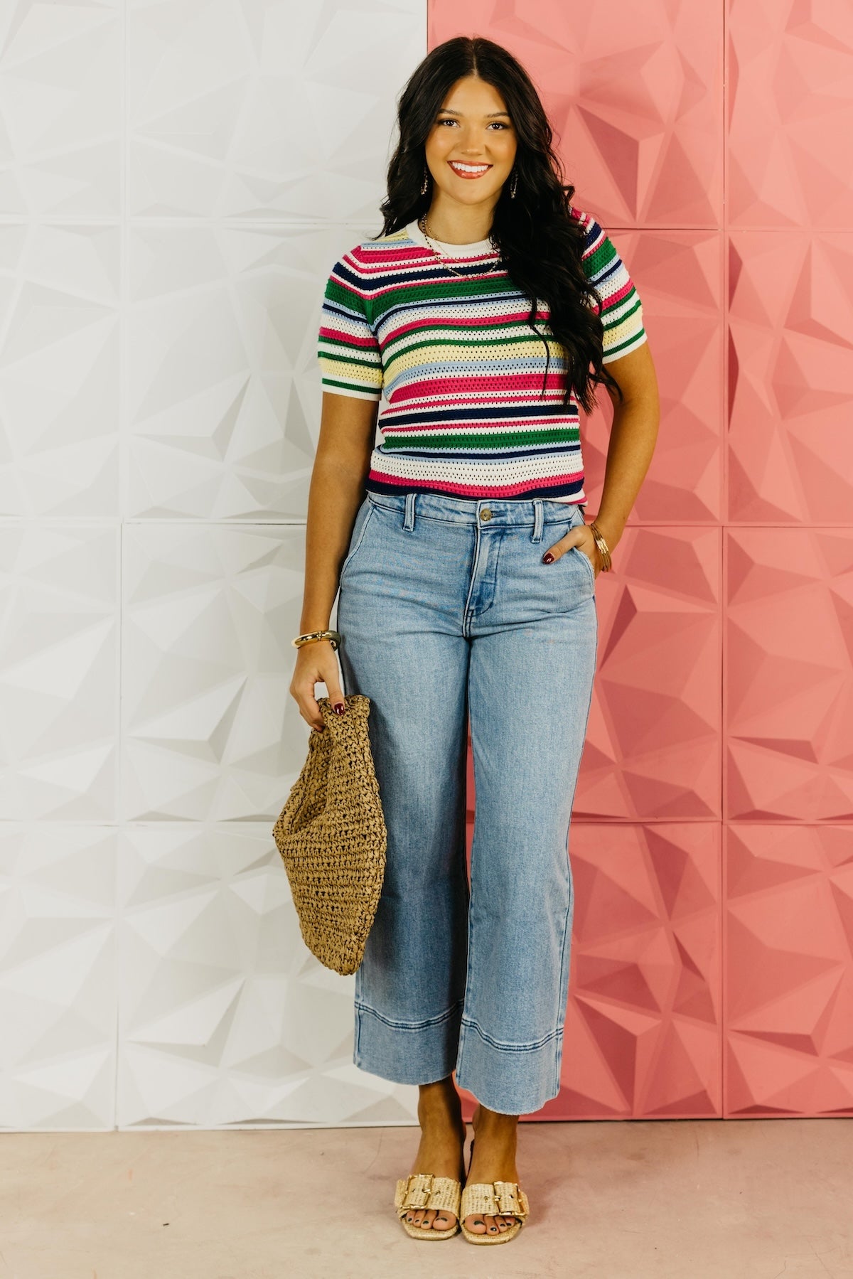 The Dominic Stripe Crochet Sweater Top