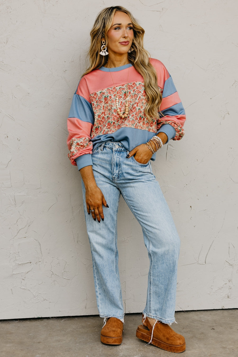 The Perl Floral Mixed Media Sweatshirt