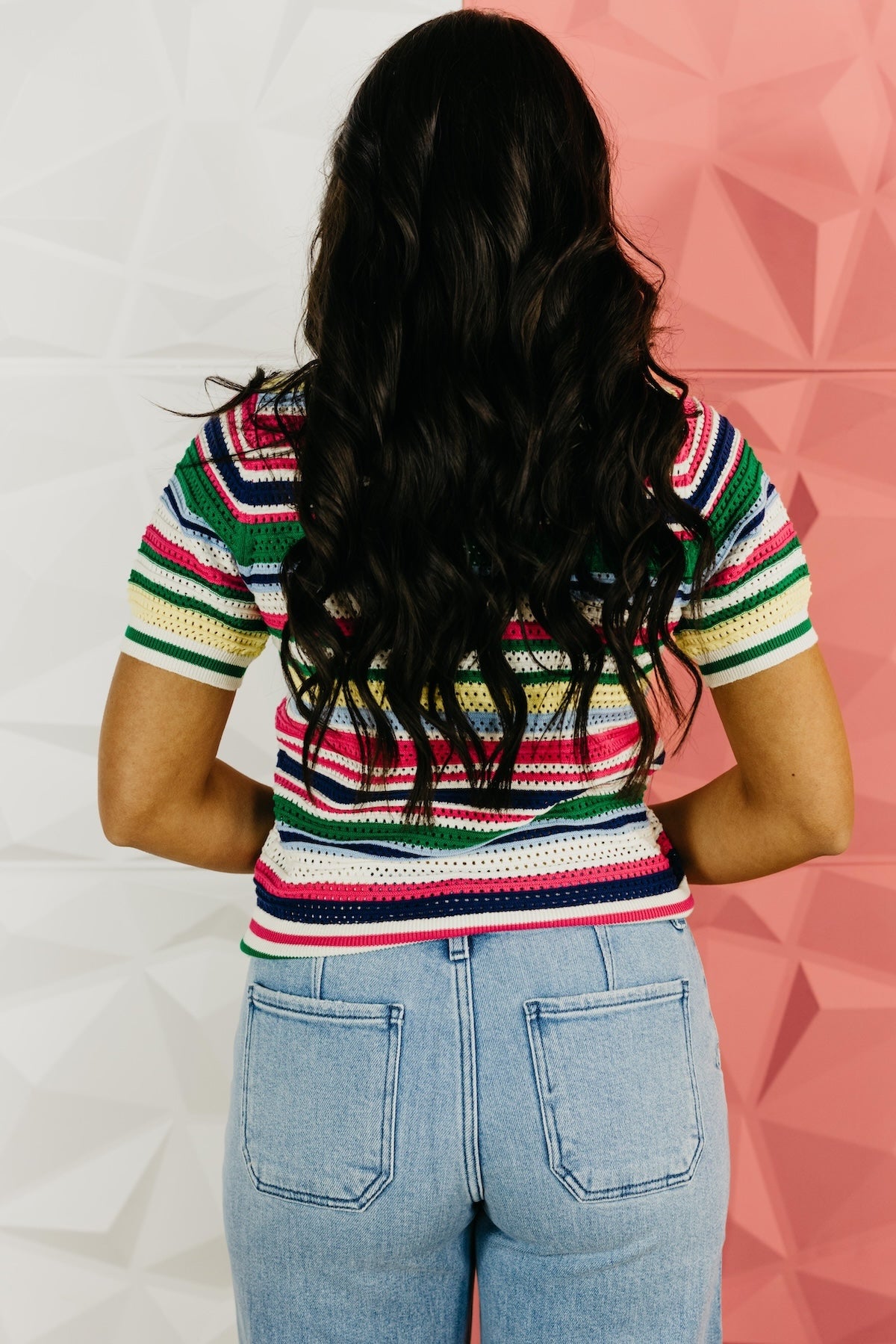 The Dominic Stripe Crochet Sweater Top