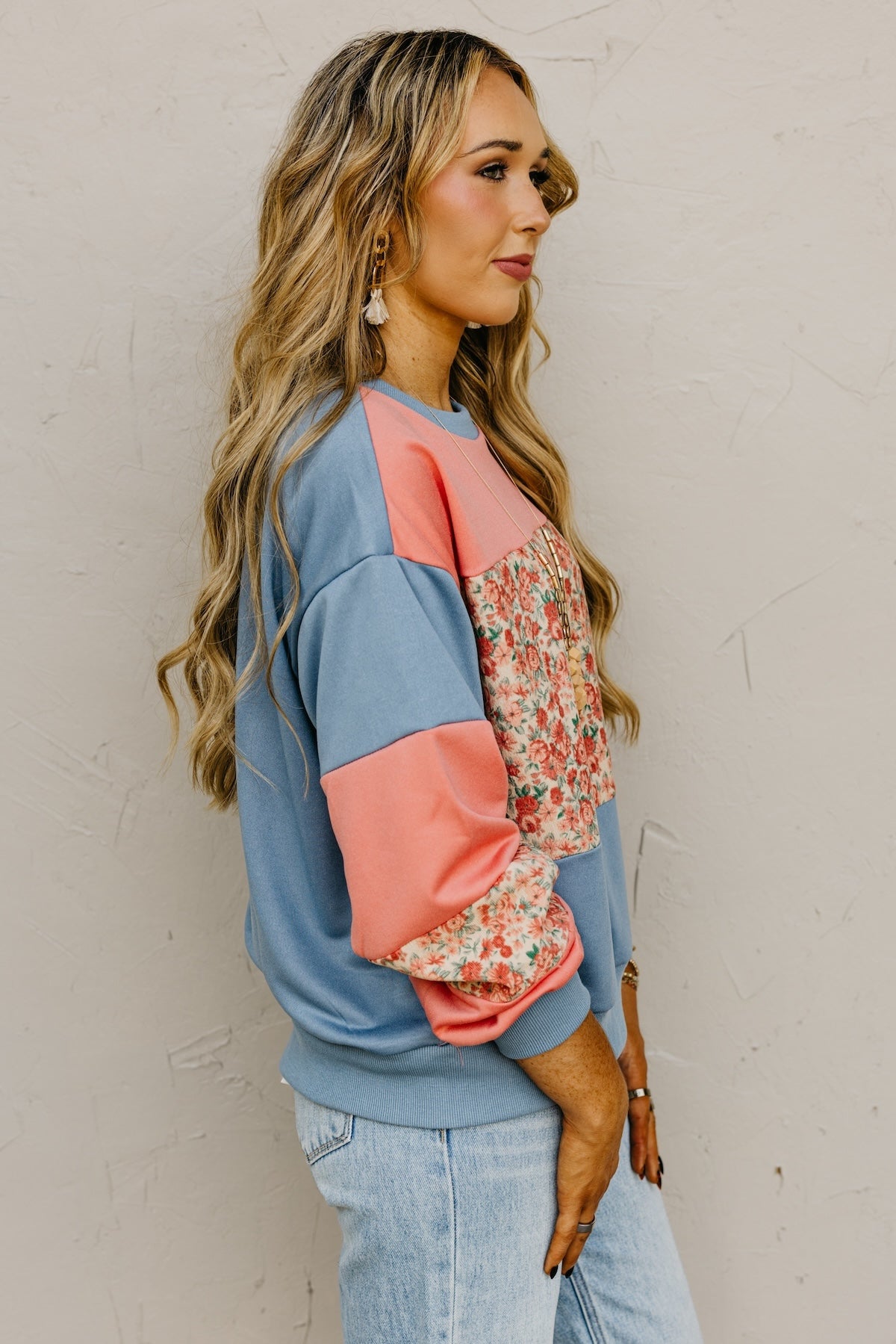 The Perl Floral Mixed Media Sweatshirt