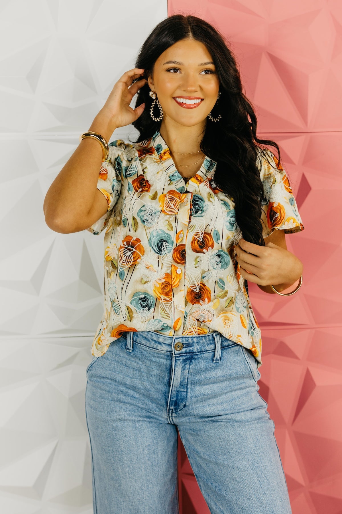 The Neisha Floral Embroidered Print Top