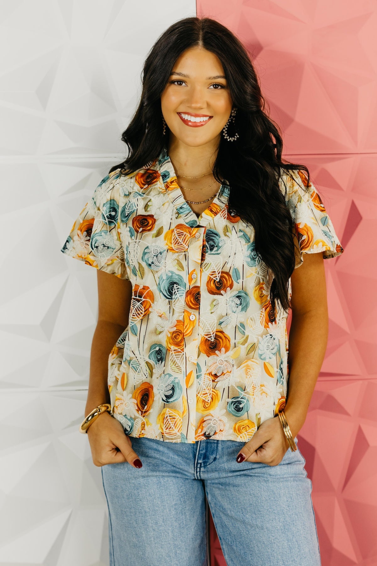 The Neisha Floral Embroidered Print Top
