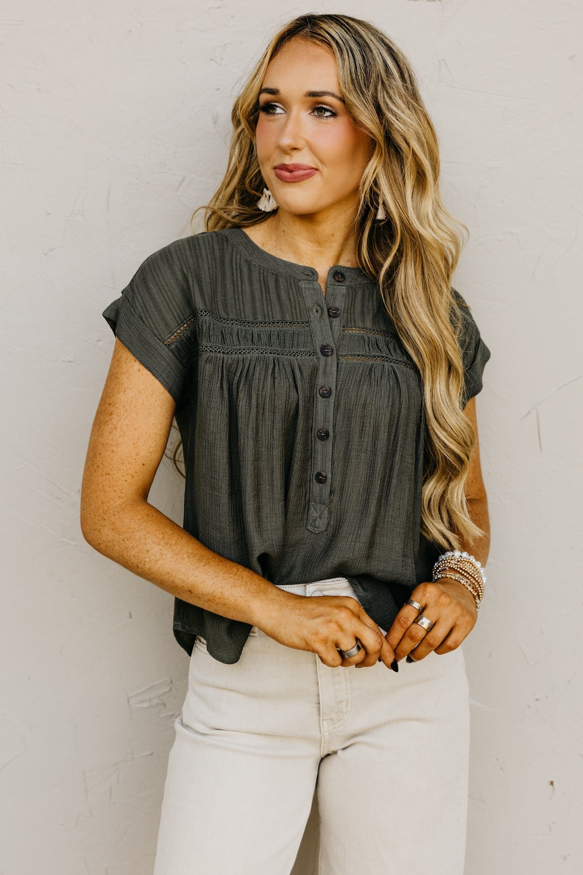 The Amirah Eyelet Trim Top