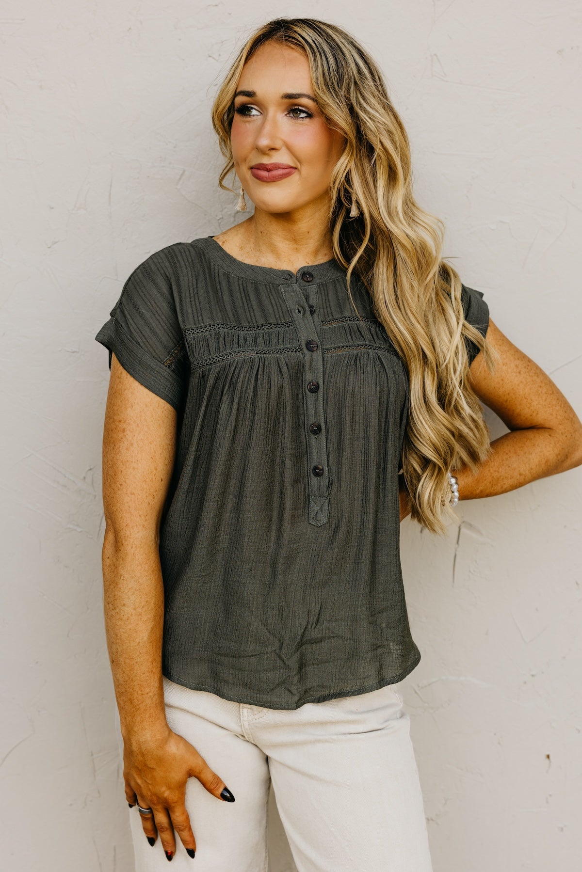 The Amirah Eyelet Trim Top