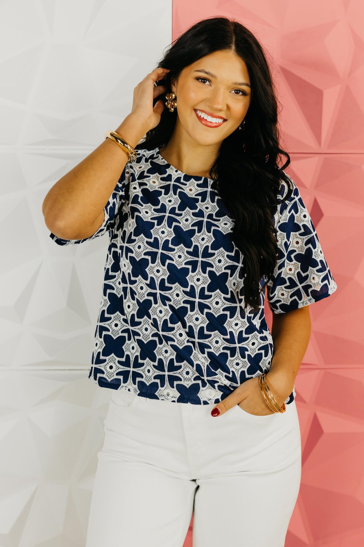 The Brayden Embroidered Eyelet Top