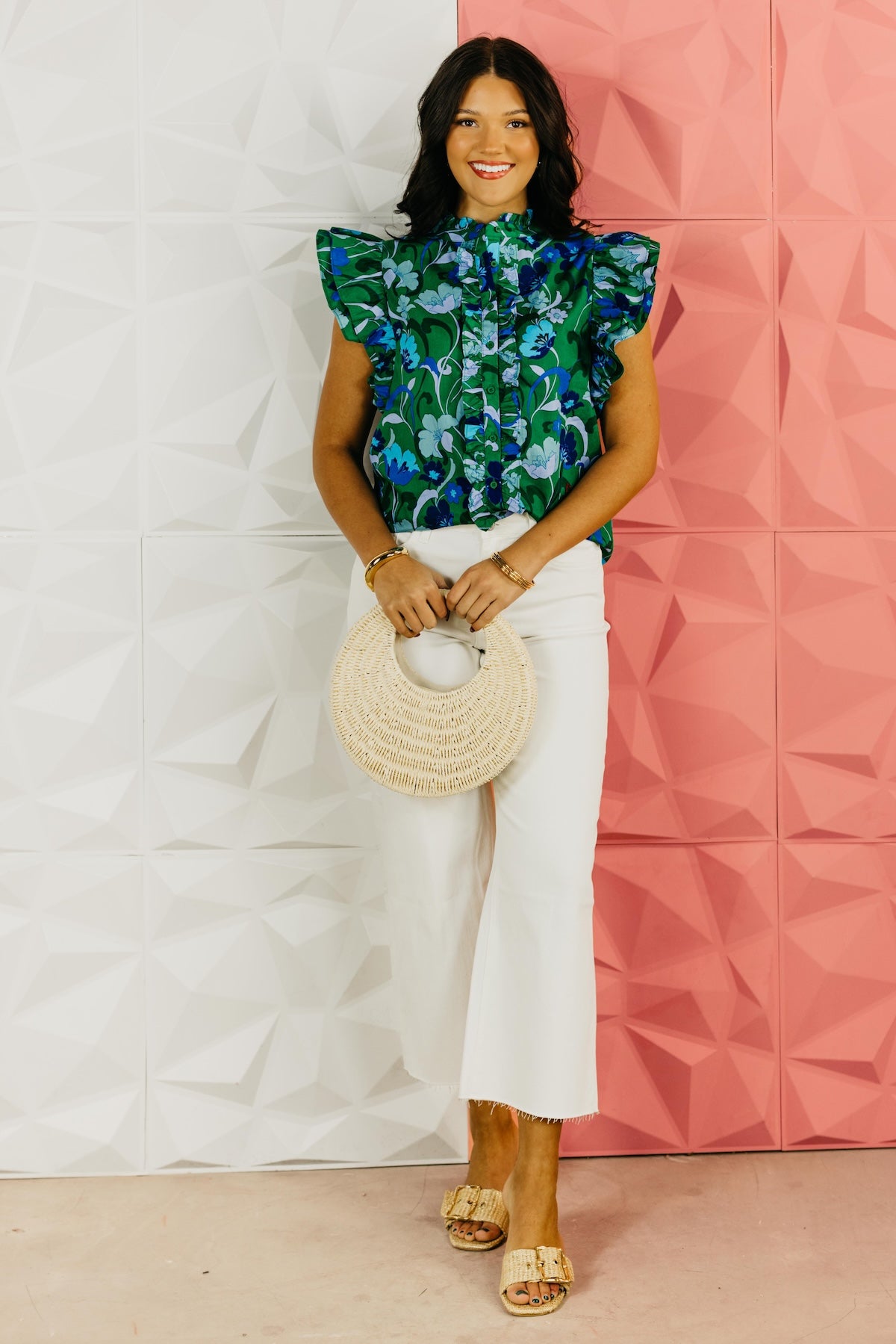 The Austin Floral Ruffle Top