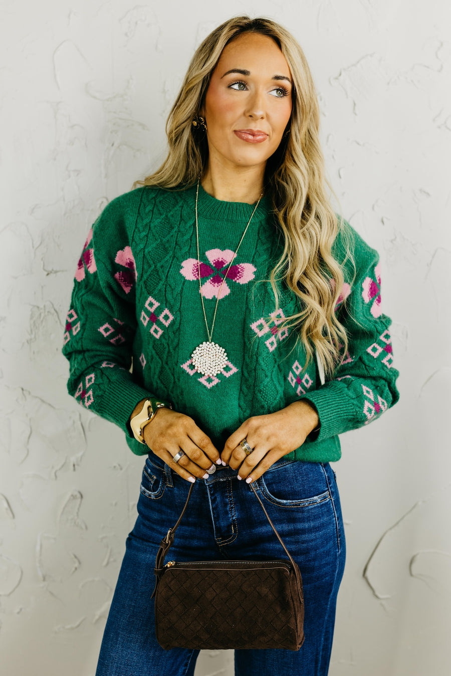 The Jazmine Cable Knit Floral Sweater