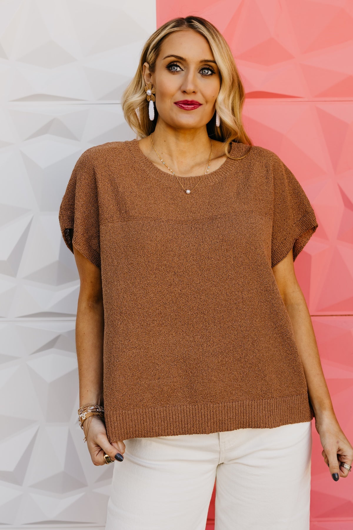 The Selena Textured Cap Sleeve Sweater